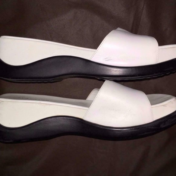 Kenneth Cole Reaction White Leather Platform Casual Slides , US 7, EUC - Picture 5 of 7
